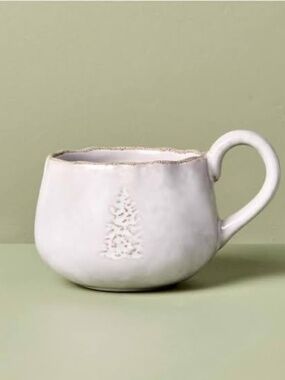 13.5oz Debossed Tree Stoneware Holiday‎ Mug Sour Cream – Hearth & Hand Magnolia